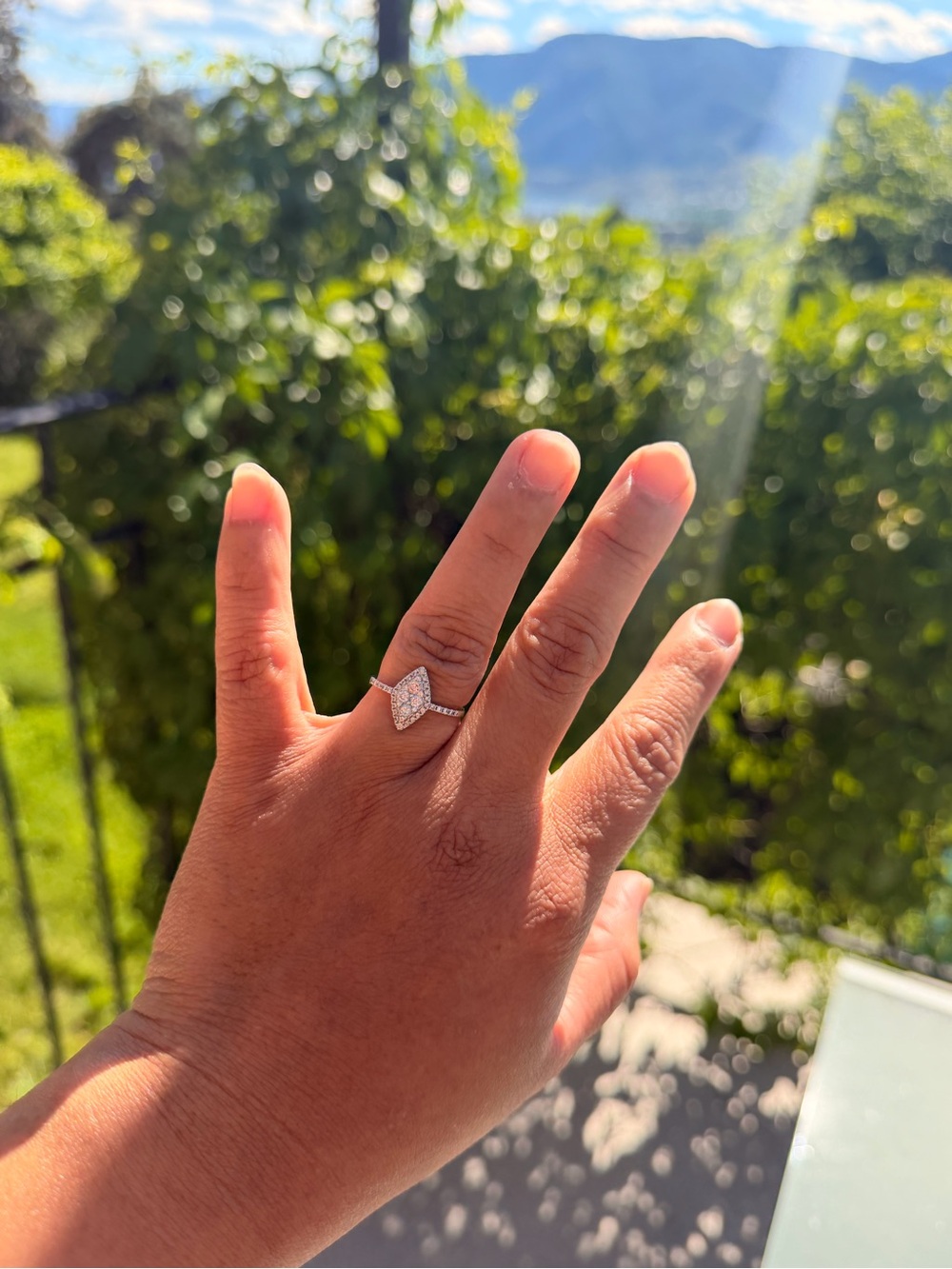 Diamond Marquise Halo Engagement Ring in White gold - Women Jewelry